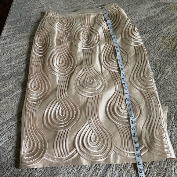 Tally Taylor midi skirt cream dressy satin formal swirls textured 16 - Picture 5 of 5